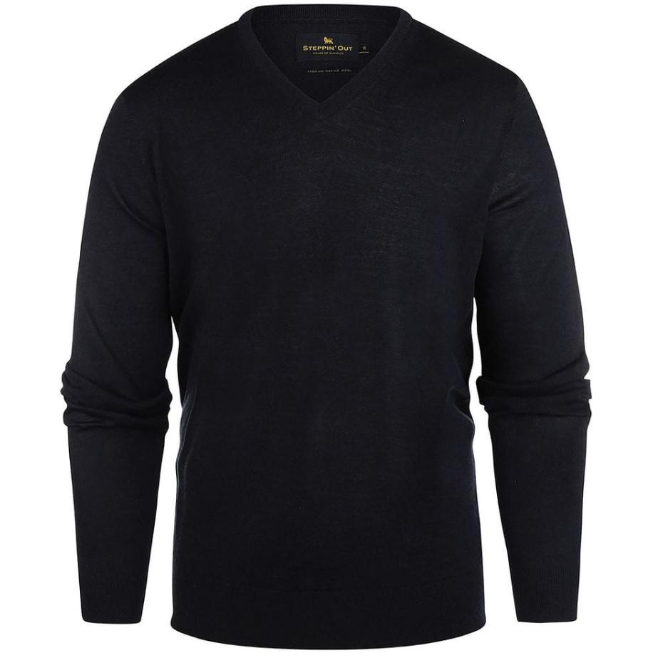 Steppin' Out Trui V-hals Merinowol Navy Blauw