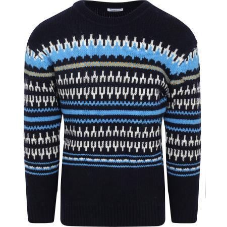 KnowledgeCotton Apparel Wol Print Donkerblauw