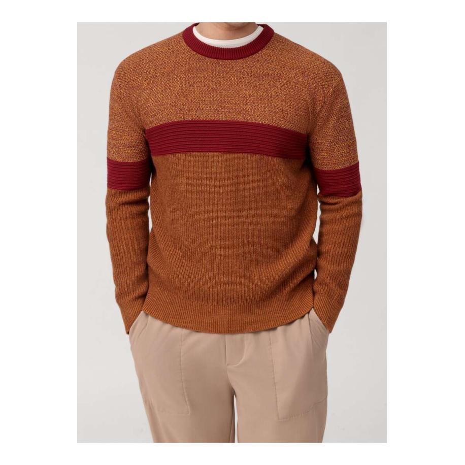 OLYMP Casual Gebreide trui ronde hals barolo, Motief Rood
