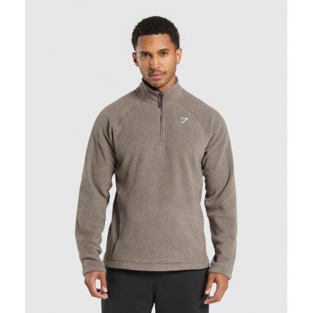 Gymshark Fleece 1/4 Zip Camo Brown/Sand Brown