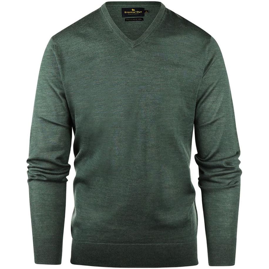 Steppin' Out Trui V-hals Merinowol Sage Groen Groen
