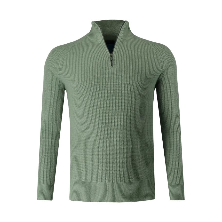 OLYMP SIGNATURE Soft Business Half-Zip Sweater groen, Gestructureerd Groen