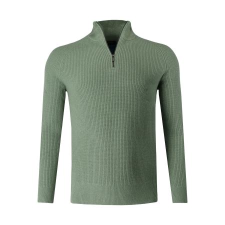OLYMP SIGNATURE Soft Business Half-Zip Sweater groen, Gestructureerd