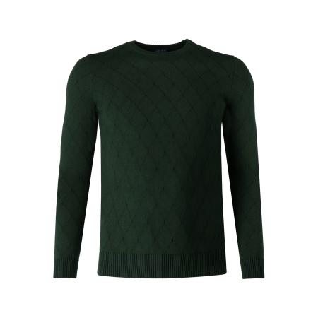 Marvelis Casual Trui ronde hals donkergroen, Diamantpatroon