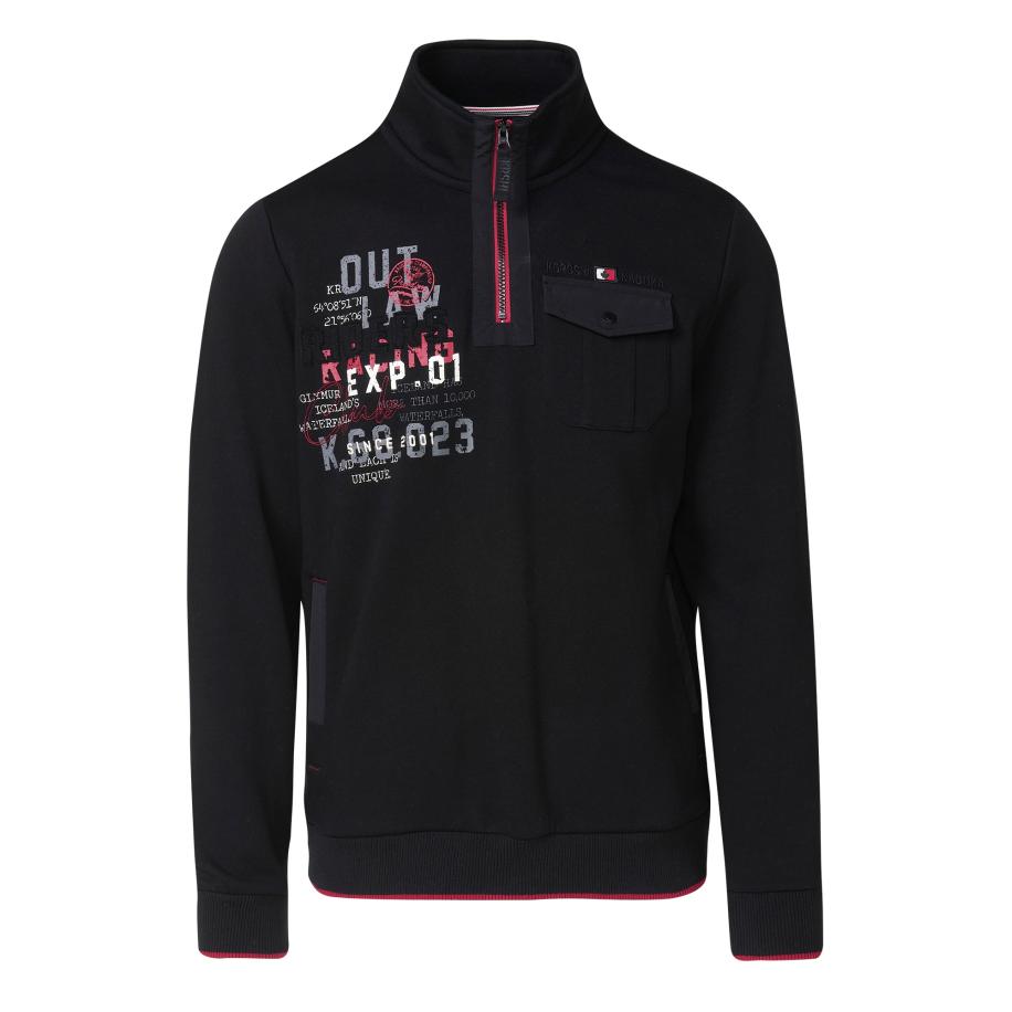 KOROSHI Sweatshirt zilvergrijs / rood / zwart / wit Zwart