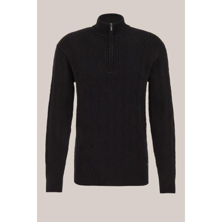 WE Fashion Heren slim fit trui met structuur - Regular fit - Zwart - Katoen - Maat: XS