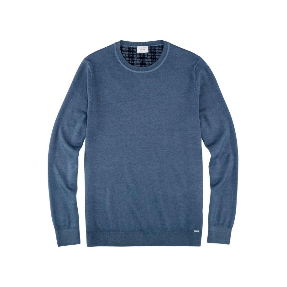 OLYMP Casual Trui ronde hals rook blauw, Effen Blauw