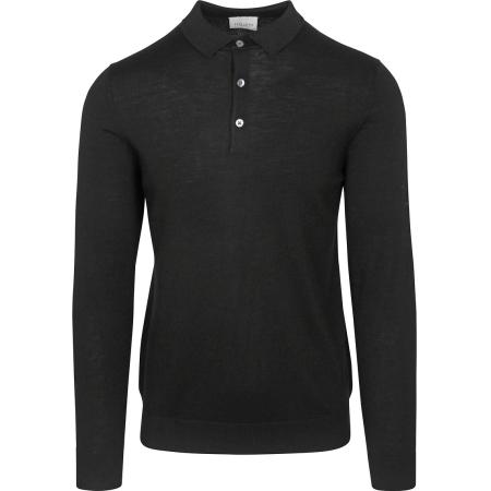 Profuomo Longsleeve Poloshirt Merinowol Zwart