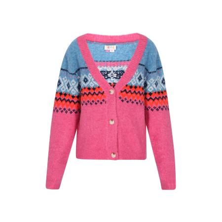 IZIA IZIA Gebreid vest blauw / navy / fuchsia / rood / wit