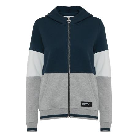 Oxmo Sweatvest Anna grijs / lichtgrijs / groen