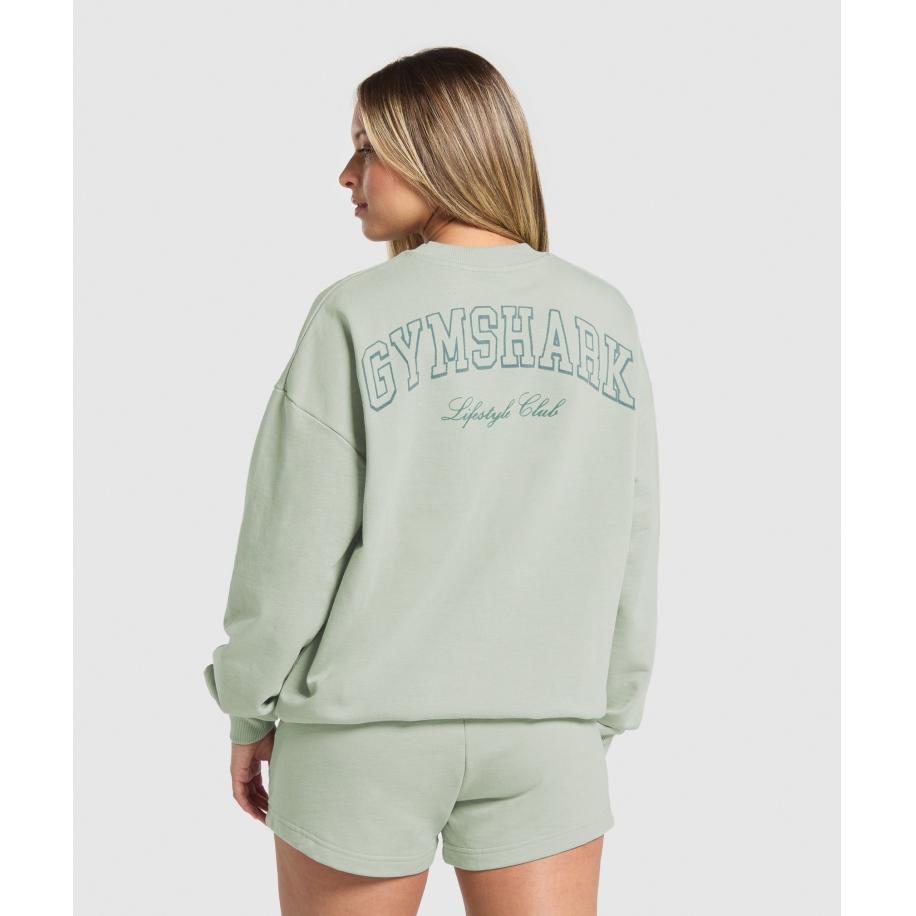 Gymshark Campus Classics Graphic Sweatshirt Stone Grey Grijs