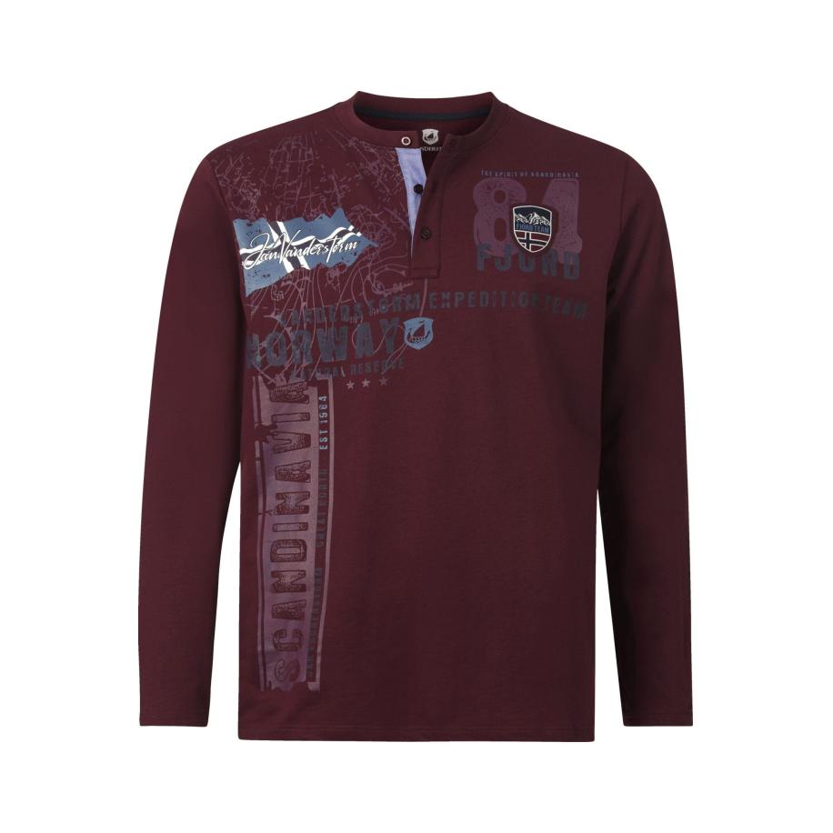 Jan Vanderstorm Sweatshirt met knoppendonkerrood, Bedrukt Rood