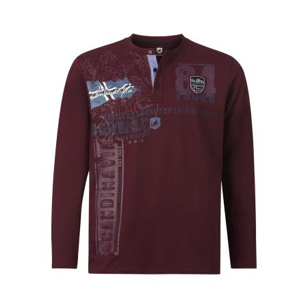 Jan Vanderstorm Sweatshirt met knoppendonkerrood, Bedrukt