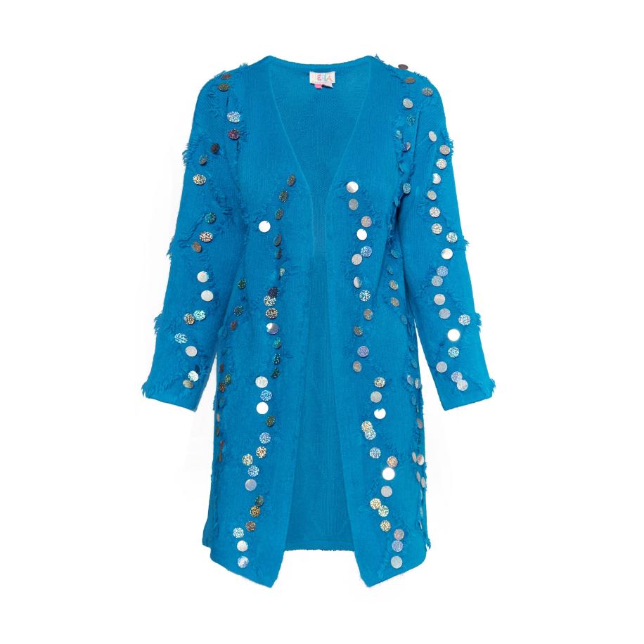 IZIA IZIA Gebreid vest hemelsblauw / zilver -