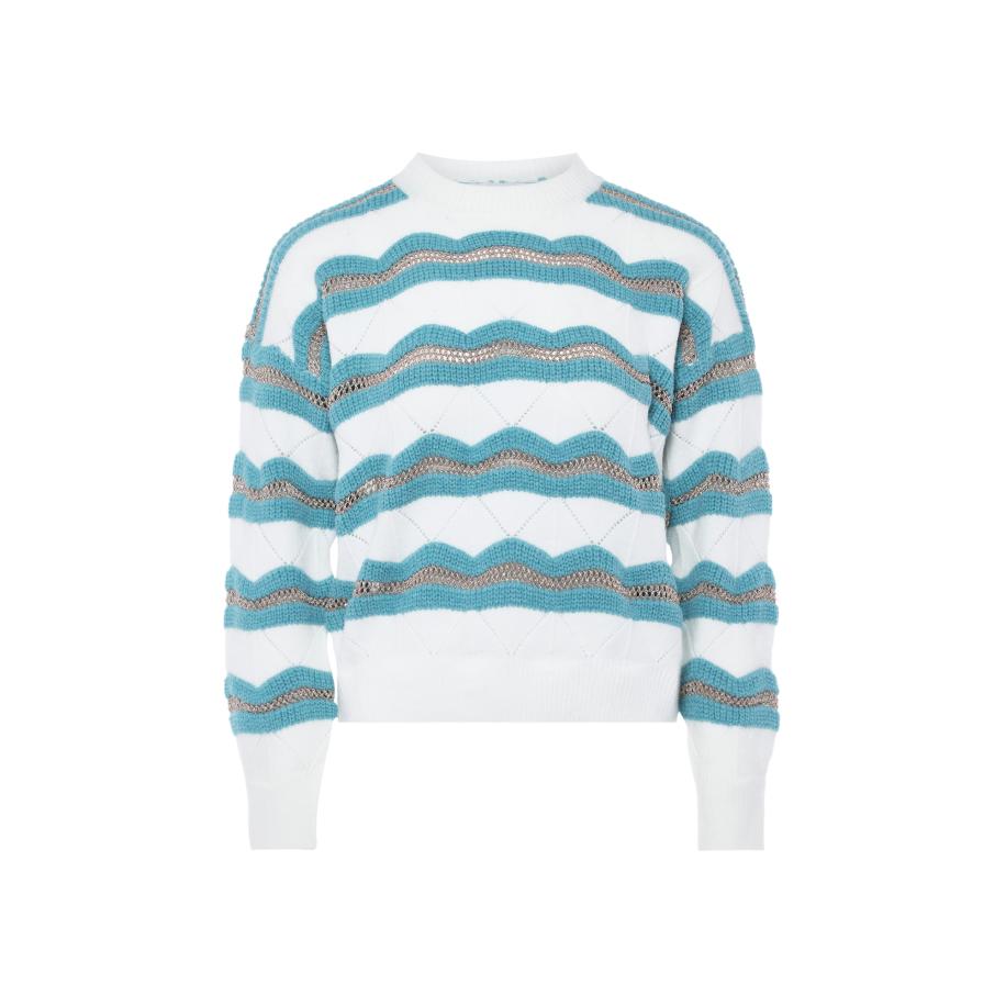 Sidona Trui lichtblauw / grijs / wit Blauw