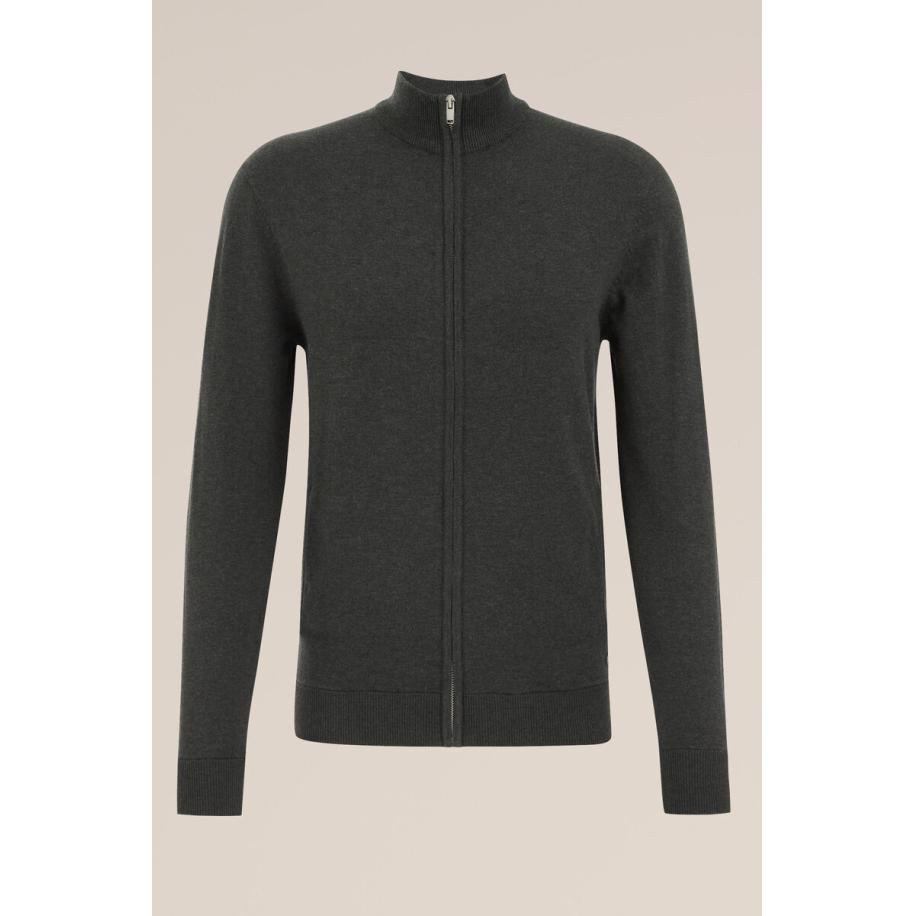 Fundamentals heren Slender fit fijngebreid vest - Grijsgroen - Katoen - Maat: XXXL Groen