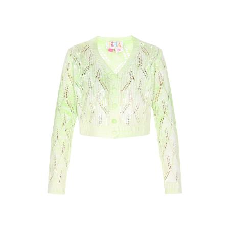 IZIA IZIA Gebreid vest pastelgroen / lichtgroen / zilver / wit