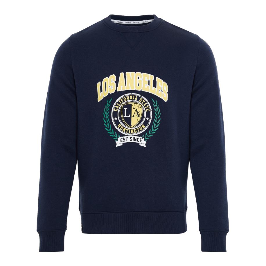 Threadbare Threadbare Sweatshirt Crew Ocean navy / pasteelgeel / jade groen / wit -
