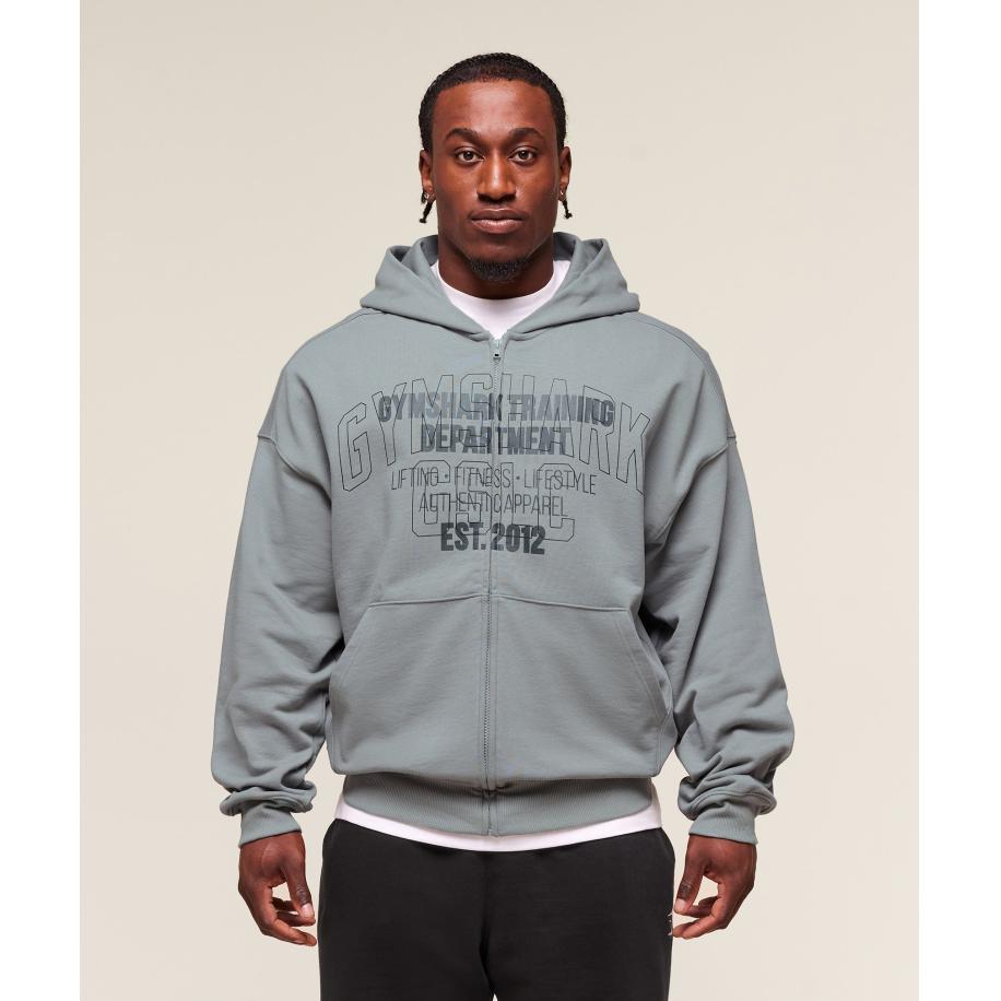 Gymshark Authentic Apparel Zip Up Hoodie Smokey Grey Grijs