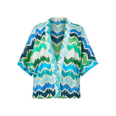 Yoek YOEK Gebreid vest Gardenia beige / blauw / lichtblauw / groen