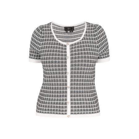 Faina faina Gebreid vest lichtgrijs / zwart / wit