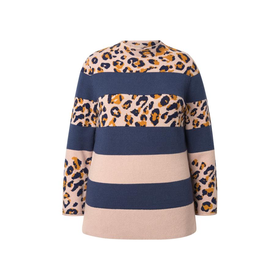 LAURASØN Trui beige / nachtblauw / safraan Bruin