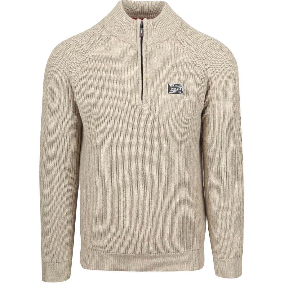 NZA Half Zip Trui Drake Ecru Bruin