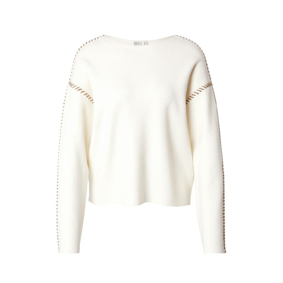 YAS YAS Trui YASSTITCHA donkerbeige / wit -