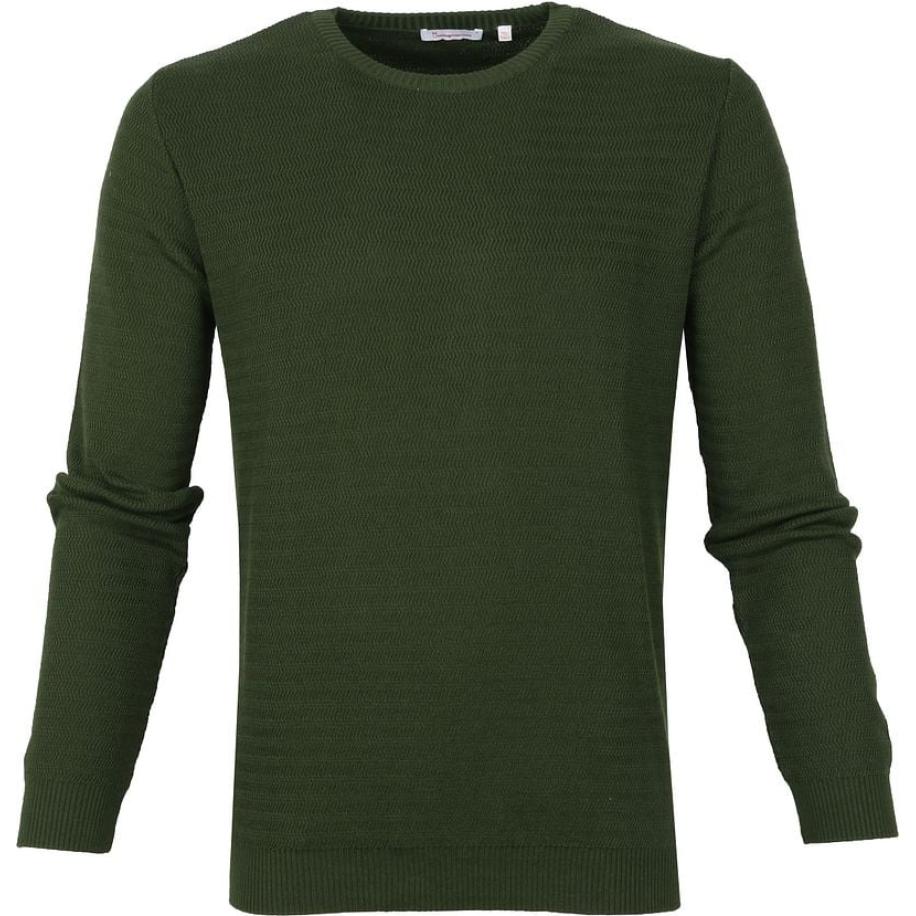 KnowledgeCotton Apparel Trui Waves Donkergroen Groen