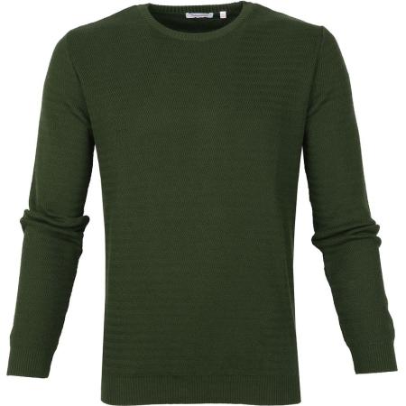 KnowledgeCotton Apparel Trui Waves Donkergroen