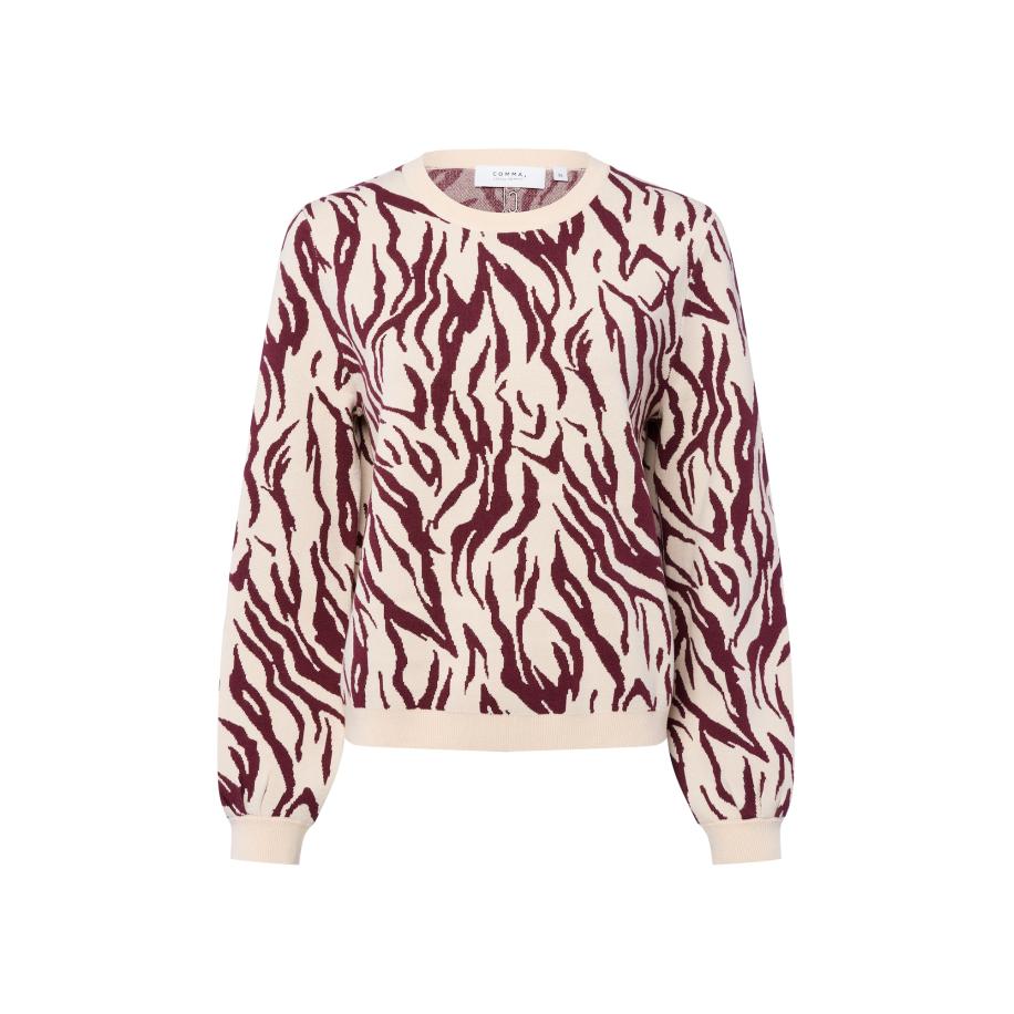 Comma COMMA Trui beige / wijnrood -