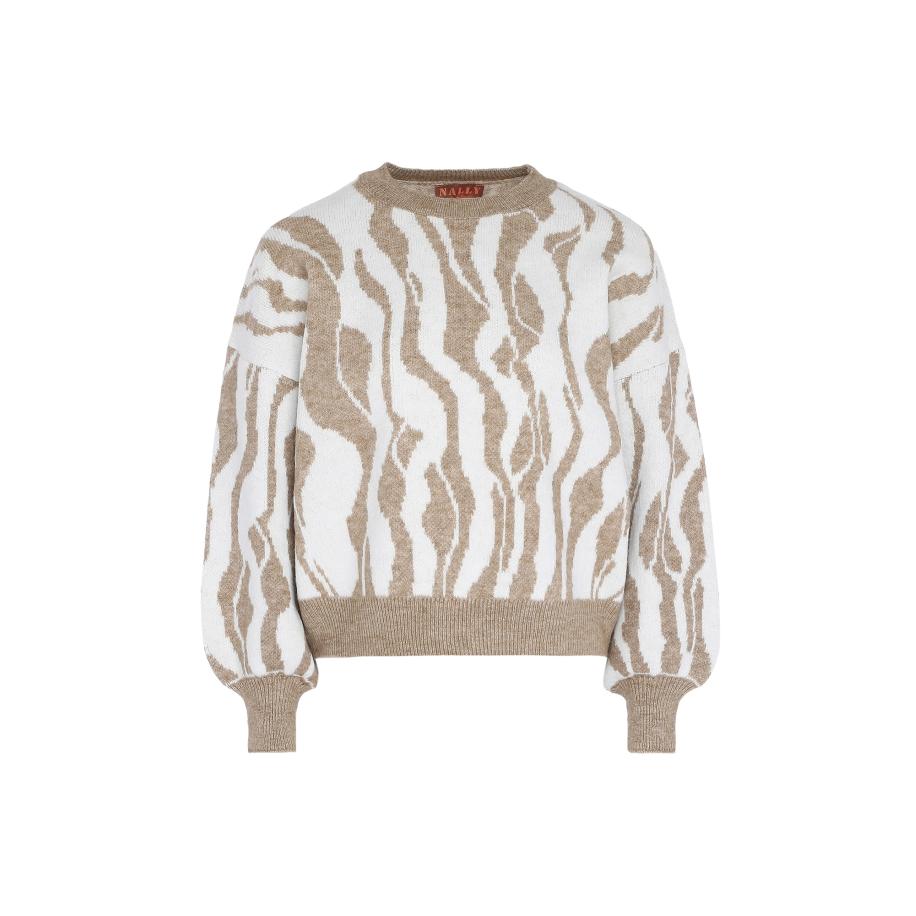 NALLY Trui beige gemêleerd / offwhite Bruin