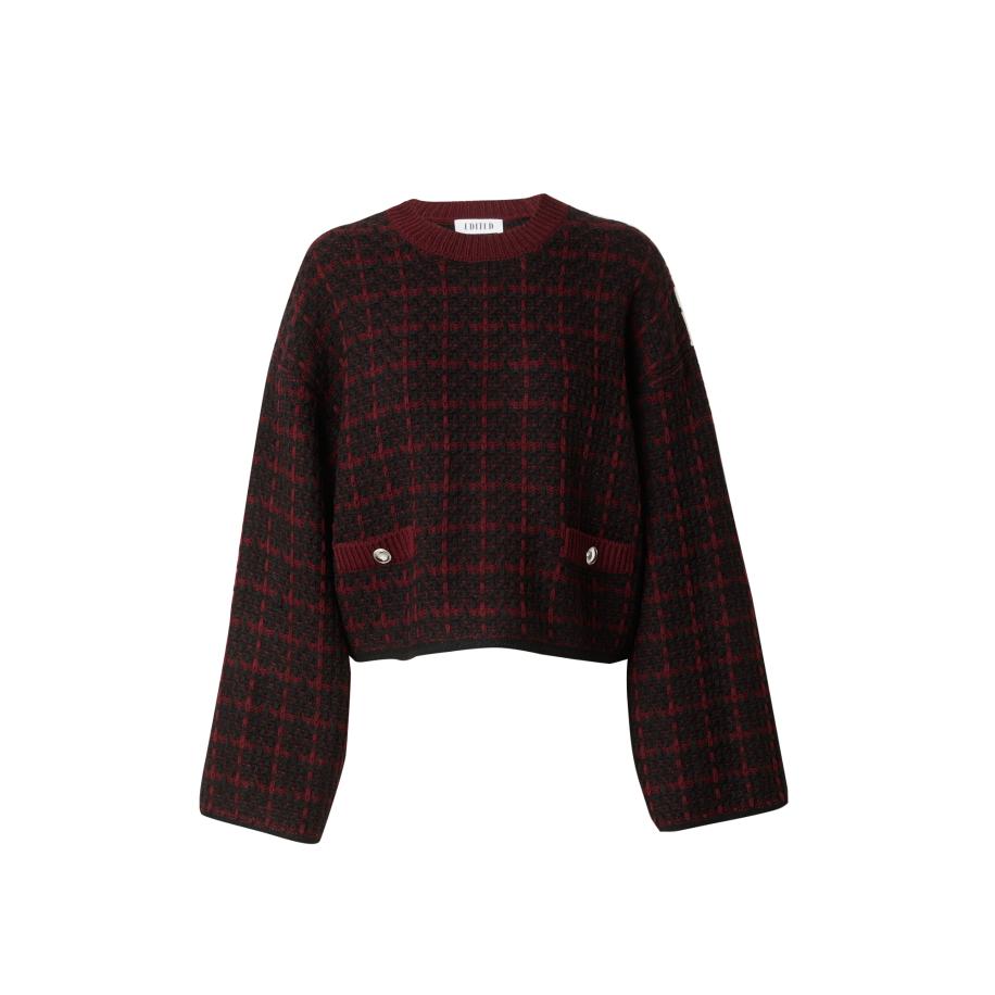 EDITED EDITED Trui Joeline donkerrood / zwart -