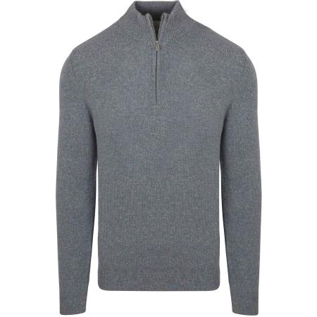 Profuomo Half Zip Pullover Wol Blend Blauw