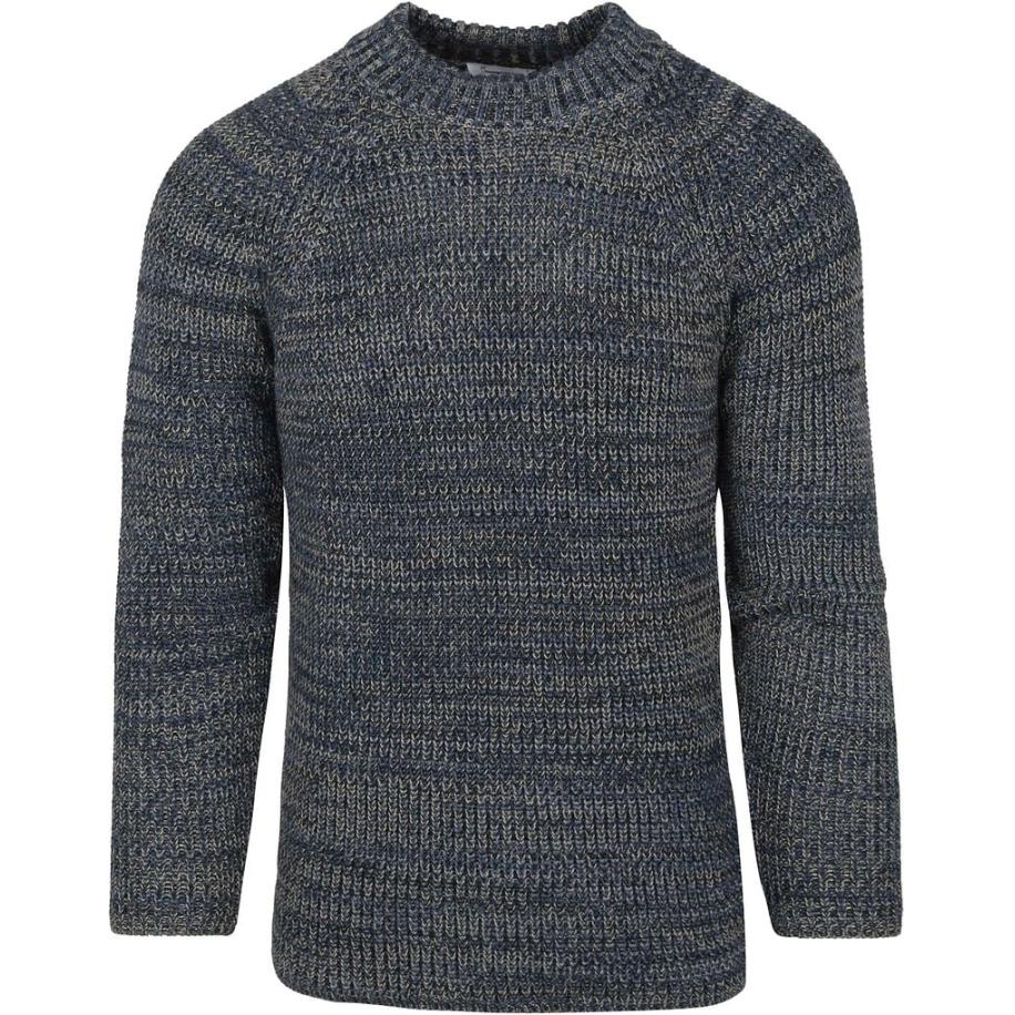KnowledgeCotton Apparel Trui Yarn Blauw Multicolor