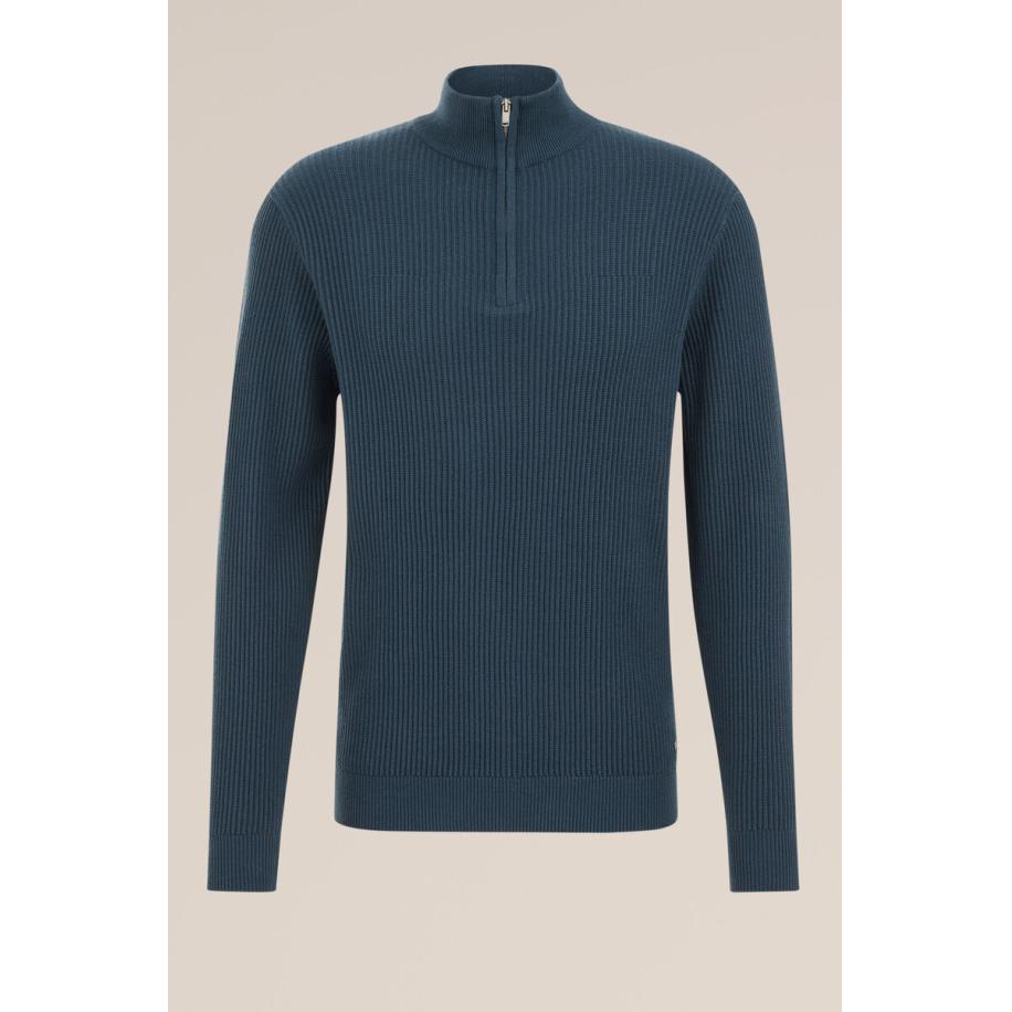 Fundamentals heren trui met rits - Petrol - Katoen - Maat: M Blauw