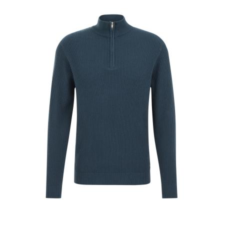 Fundamentals heren trui met rits - Petrol - Katoen - Maat: XL