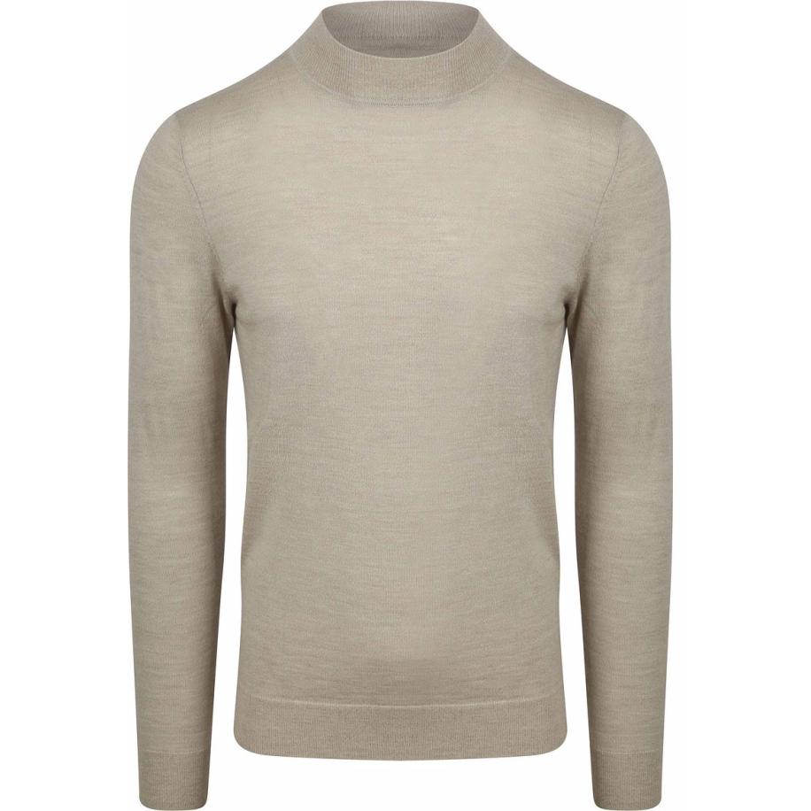 Profuomo Turtleneck Trui Merino Ecru Bruin