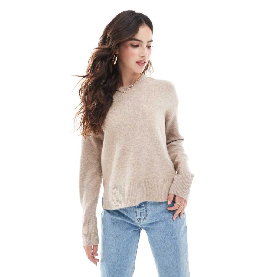 Pieces Trui met ronde hals in stone-Neutraal Multicolor