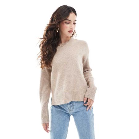Pieces Trui met ronde hals in stone-Neutraal