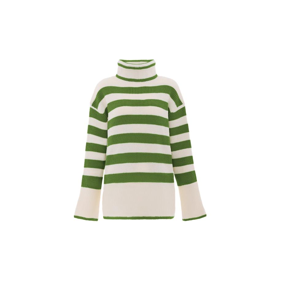 BLONDA BLONDA Trui grasgroen / wolwit -