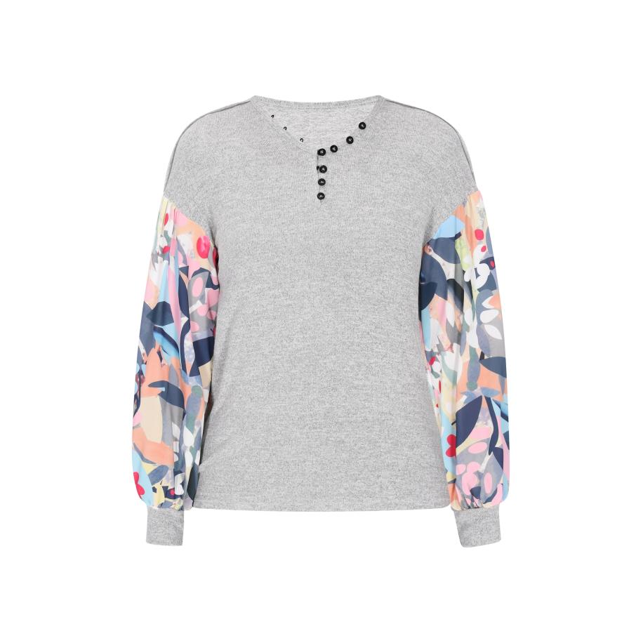 Sidona Sidona Blouse navy / basaltgrijs / lichtgrijs / koraal -