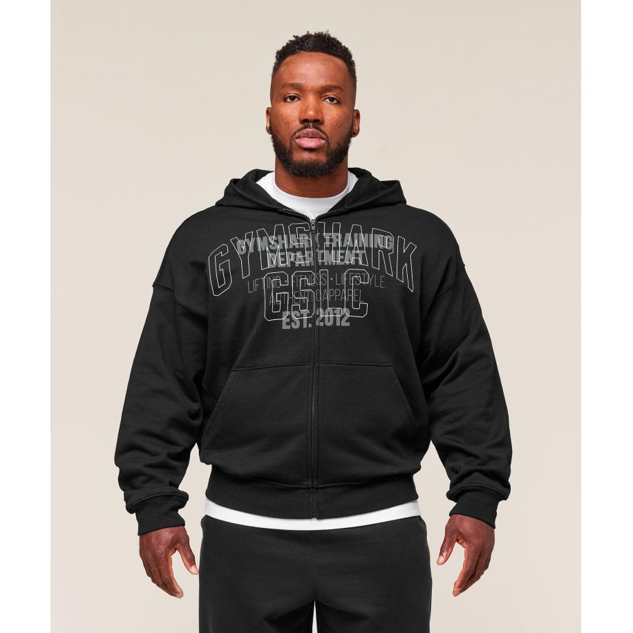 Gymshark Authentic Apparel Zip Up Hoodie Black Zwart