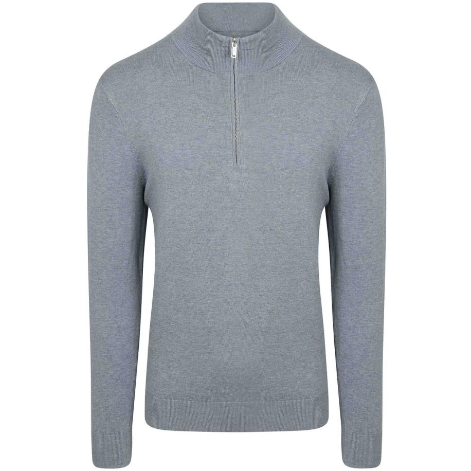 Profuomo Half Zip Pullover Luxury Basic Blauw Blauw
