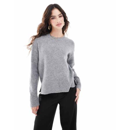 Pieces Trui met ronde hals in grijs