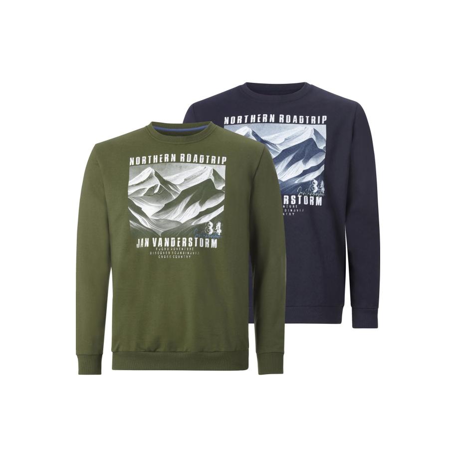 Jan Vanderstorm Sweatshirt ronde halsgroen, Bedrukt Groen