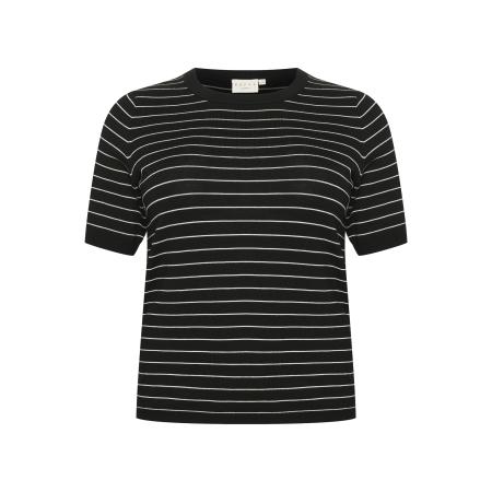 KAFFE CURVE Trui Malia zwart / wit