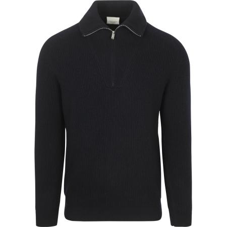 Profuomo Half Zip Pullover Wol Navy