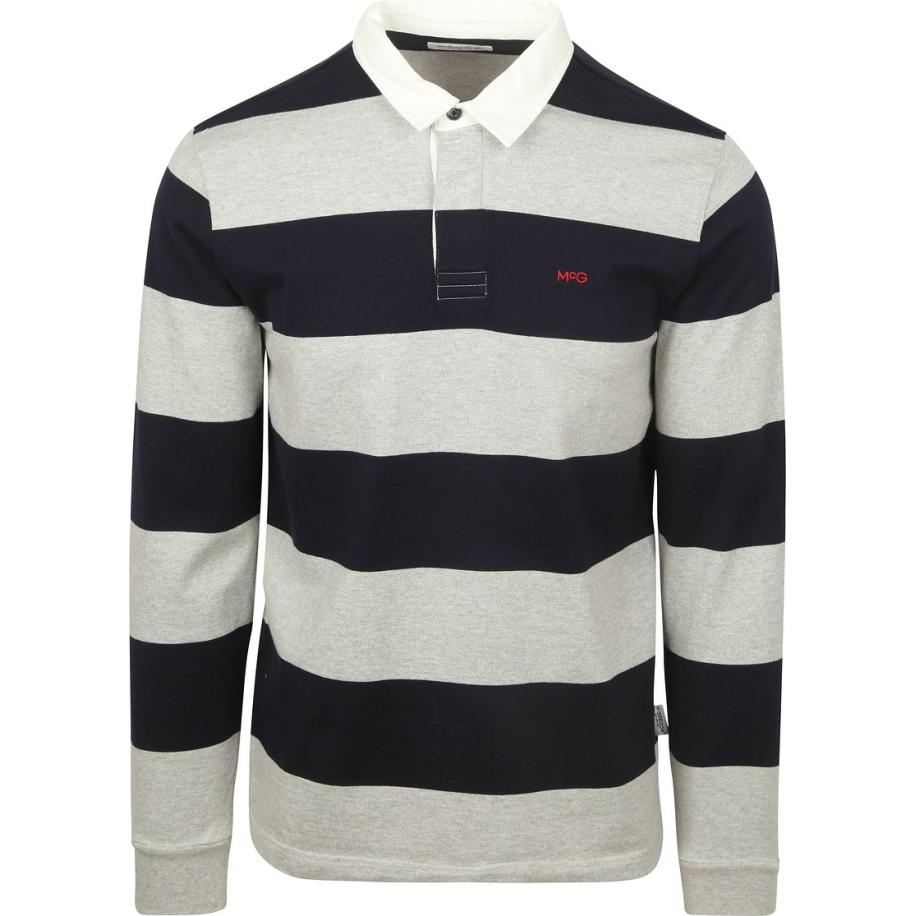 McGregor Rugbyshirt Streep Navy Grijs Grijs