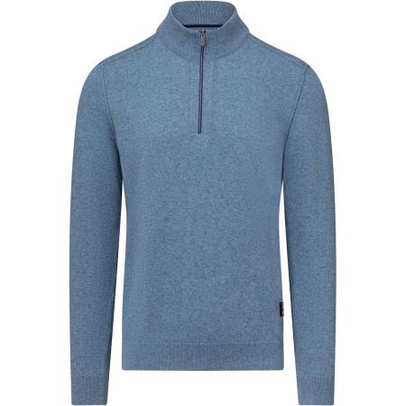 State Of Art Half Zip Trui Wool Blend Melange Blauw